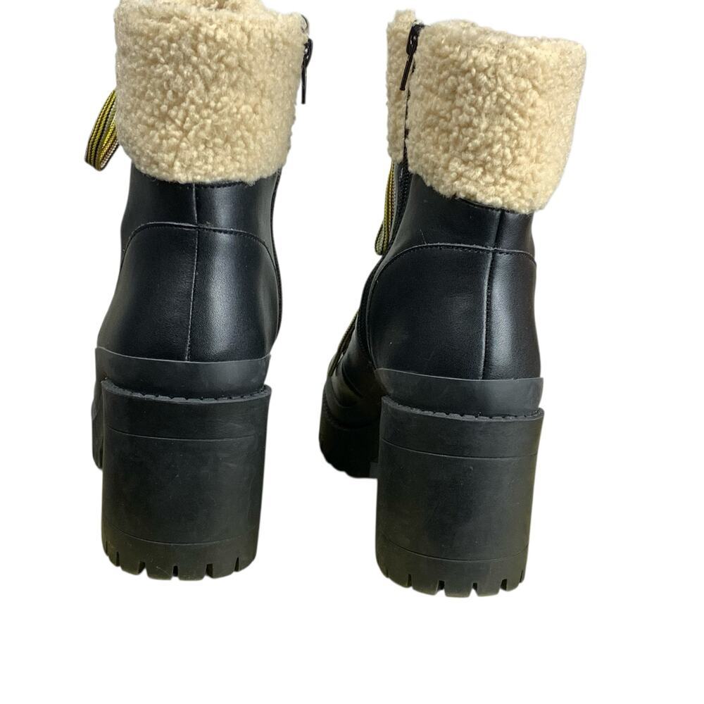 Steve Madden Ankle Boots Black Faux Shearling 10 Chunky Grunge - Picture 5 of 9